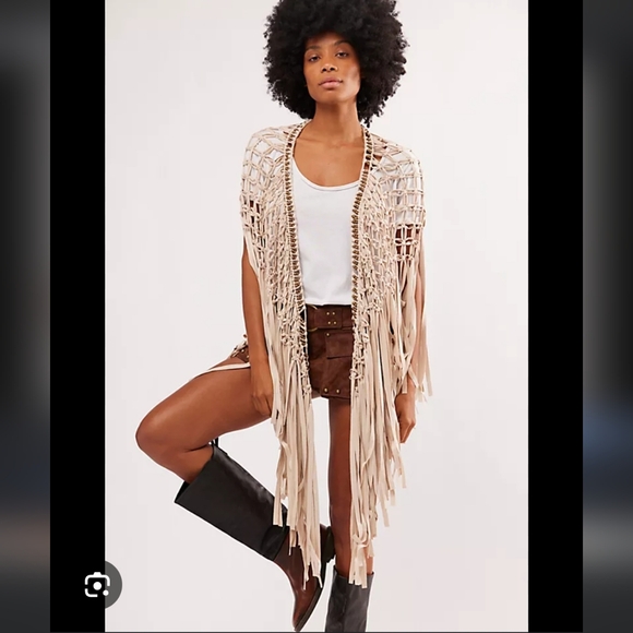 Free People Sunrise Fringe Shawl - Picture 1 of 4